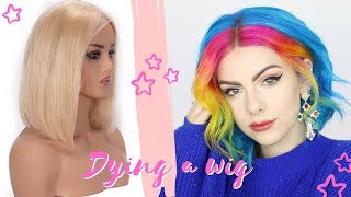 How To Dye A Wig | Blue Pink & Yellow Hair Dye Tutorial