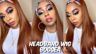 Auburn Brown Straight Synthetic Headband Wig | Bogsea Amazon | Lindsay Erin