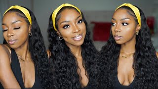 The Easiest Wig Ever (How I Prep My Natural Hair + Install Headband Wig) 24" Water Wave | Julia
