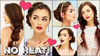5 No Heat Hairstyles | Easy, Fast & Unique Hair For School & Work