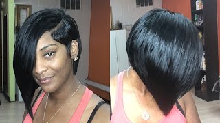 Half Bob Quick Weave W/ Lace Closure & Deep Side Part | Ft Outre Hair