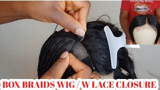 Diy Box Braided Wig/ W Lace Closure 1B/ How To Sew A Swiss Lace Closure On A Wig Cap Part 1