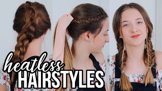 3 Easy Heatless Hairstyles // Misskatie