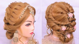 Bridal Juda Hairstyle L Low Messy Bun L Wedding Hairstyles For Long Hair L Twist Braids L Updo Style