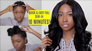 How To Full Sew In With Lace Closure In 10 Minutes Tutorial For Beginners! Easy Protective Styles