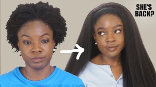 Easy Quick Protective Style| Most Natural!! 5Min Hair- Kinky Straight Headband Wig My First Wig
