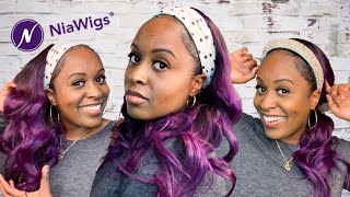  It'S The Color && The Bounce For Me  Purple Headband Wig (Fall Hair Color) | Ft. Niawigs