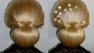 Easy Und Quick Prom/Wedding Hairstyle.Donut Hair Bun Updo Hairstyles Tutorial.Penteados