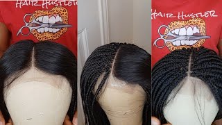 How To Box Braided Wig/ W Lace Closure Part 2/Diy Braids Closure Wig 1B/Beginner Friendly.