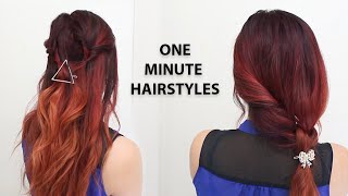1 Minute Hairstyles For Busy Mornings (Timed) ⏰ + Giveaway!! | Quick & Easy Heatless Hairstyles