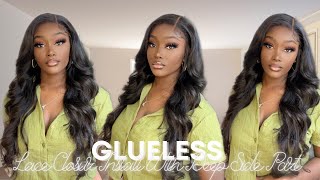 Glueless 5X5 Lace Closure Wig Install + Deep Side Part Ft. Klaiyi Hair