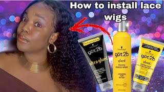 How To: Install A Lace Frontal Using Got2B Glue/ Spray, Ultimate Melt, Deep Wave Hair, Crystal Lace