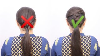 New Braided Ponytail Hairstyle For Long Hair ! Ponytail Hairstyle For Girls ! Low Ponytail Hairstyle