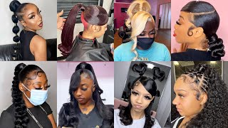 New & Latest Sleek Ponytail Hairstyles For Black Women 2022 | Cute