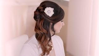 Wedding Hairstyle Tutorial. Prom Half Up Half Down With Curls For Long Hair