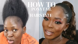 How To: Simple Ponytail Hairstyle For Summer Days! Easy No Sew In | Protective Hairstyles