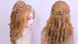 Curly Hairstyles With Fishtail Braid L Party & Wedding Hairstyles L Engagement Look Braid Hairstyles