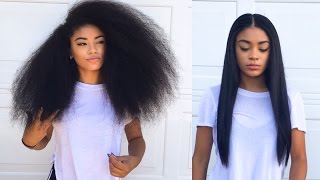 Curly To Straight Hair Tutorial (Updated) - How To Get Rid Of Frizzy Ends | Jasmeannnn