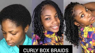 Diy Curly Box Braids On Short Natural Hair | Layered Box Braids With Extension