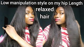 How To // Half Up Half Down // Low Manipulation Styles For Relaxed Hair // Hairlistabomb
