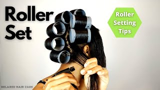 Roller Setting Tutorial 2022 | How To Roller Set Relaxed Hair (Wet Roller Set At Home) | Rollerset