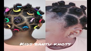 Kids Bantu Knots Hairstyle For Beginners On Dry Relaxed Hair