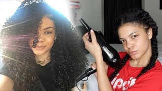 How To Blow Dry/Prep Curly Hair For Box Braids