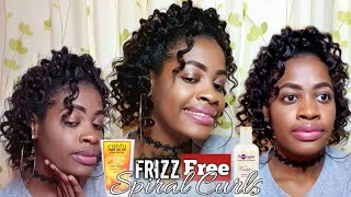 Overnight Heatless Curls On Relaxed Hair| Easy Relaxed Hair Protective Styling No Frizz Spiral Curls