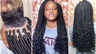 Box Braids With Curly Ends Tutorial | Goddess Braids (Very Deatiled)