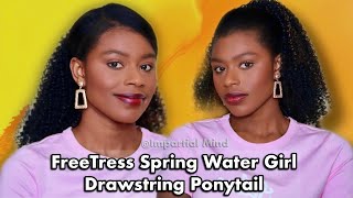 ‍♀️ 2 Styles|Freetress Spring Water Girl Drawstring Ponytail On Relaxed Hair ‍♀️