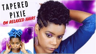 How To Get A Tapered Pixie With Relaxed Short Hair | Flexi Rods | Heatless Curls | Leann Dubois