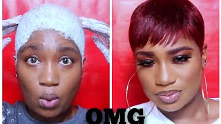 How To Bleach And Colour Your Pixie Cut Hair Red|Relaxed Hair|
