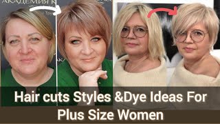 Short Bob Haircuts With Amazing Hair Dye Colours Ideas For Plus Size Women Over 50/Short Hairstyles