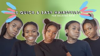5 Quick And Easy Hairstyles For Relaxed Hair (Shoulder Length Hair) || Heyyitsjoshie