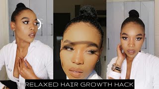 Hair Growth Hack For Relaxed Hair|Relaxed Haircare Routine|Protective Winter Relaxed Hairstyles