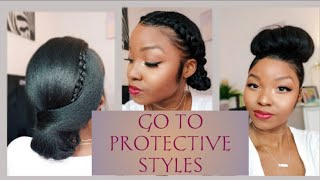 Simple Go To Protective Styles| Relaxed Hair| April Sunny