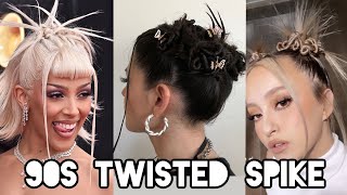 90S Twisted Spiked Hairstyle: Doja Cat Grammys Inspired