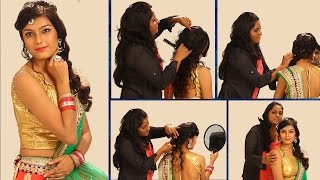Simple Indian Bridal Hairstyle - Floral Curls Wedding Hairstyle For Saree & Lehenga