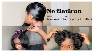 No Flatiron. Just Foam Wrap, Hair Dryer And Soft Rollers. Relaxed Hair