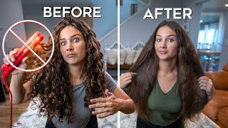 Straight Hair Without Heat | Overnight Heatless | Curly To Straight