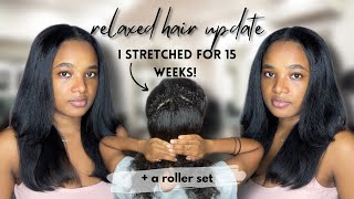 Relaxed Hair Update: I Stretched For 15 Weeks! .. New Growth + A Roller Set | Lex Sinclair