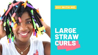 I Tried Large Straw Curls On My Relaxed Hair | Overnight Curls For Medium Hair | Heatless Faux Curly