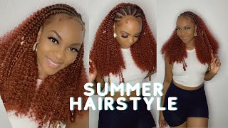 Trending Instagram Hairstyle | Half Fulani Braids With Curly Crochet | Angel Jean