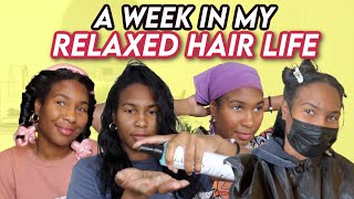 A Week In My Relaxed Hair Routine | Heatless Curls, Low Manipulation Styles, Fourth Week Hair
