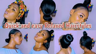 6 Easy And Simple Hairstyles For Relaxed Hair/No Heat,No Gel Hairstyles. ||Beauty By Betty||