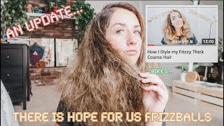 How I Style My Frizzy Thick Coarse Hair *No Heat* Update Video !