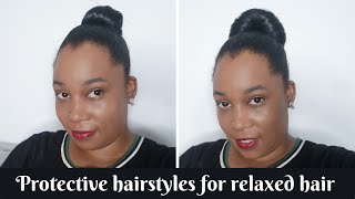 Fan Bun | Top Knot Bun | Protective Hairstyles On Relaxed Hair