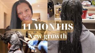 How To Relax Your Hair At Home|| Healthy Long Thick 11 Months New Growth  Relaxed Hair Step By Step