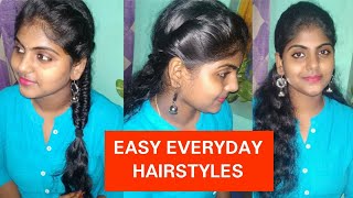 3 Easy & Simple Hairstyles For College And Office | Indian Hairstyles | Frizzy Hair | Telugu
