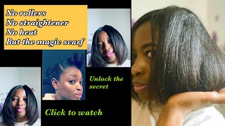 How To Make Relaxed Hair Look Satin | No Heat || No Rollers || Just Scarf -  #Relaxedhair Asantewaa